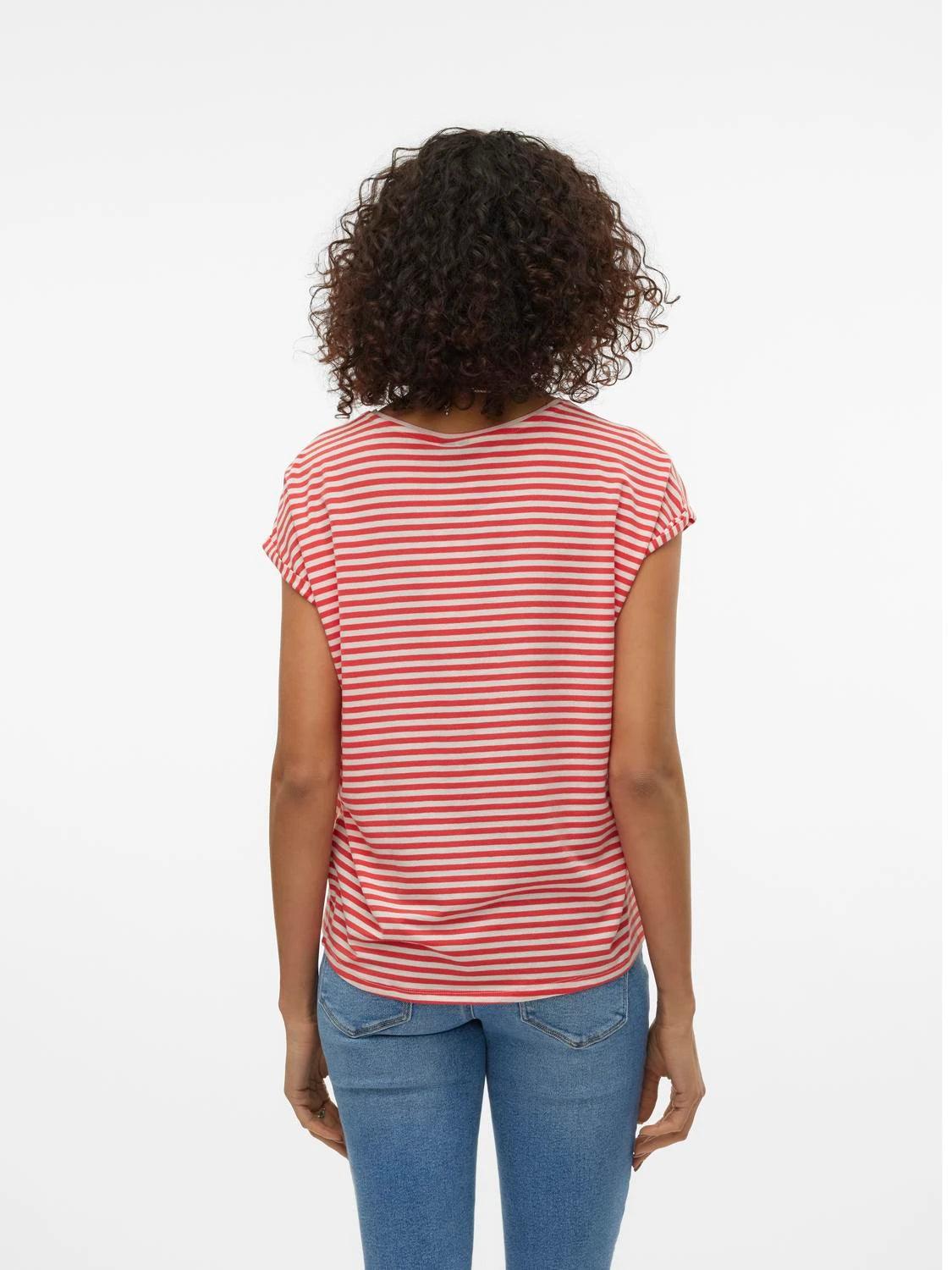 Camiseta Rayas Vero Moda Ava Cayenne Pristine - ECRU