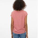 Camiseta Rayas Vero Moda Ava Cayenne Pristine - ECRU