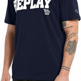 Camiseta Replay con Cuello Redondo y Estampado Azul - ECRU