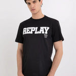 Camiseta Replay con Cuello Redondo y Estampado Negra - ECRU