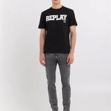 Camiseta Replay con Cuello Redondo y Estampado Negra - ECRU