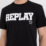 Camiseta Replay con Cuello Redondo y Estampado Negra - ECRU