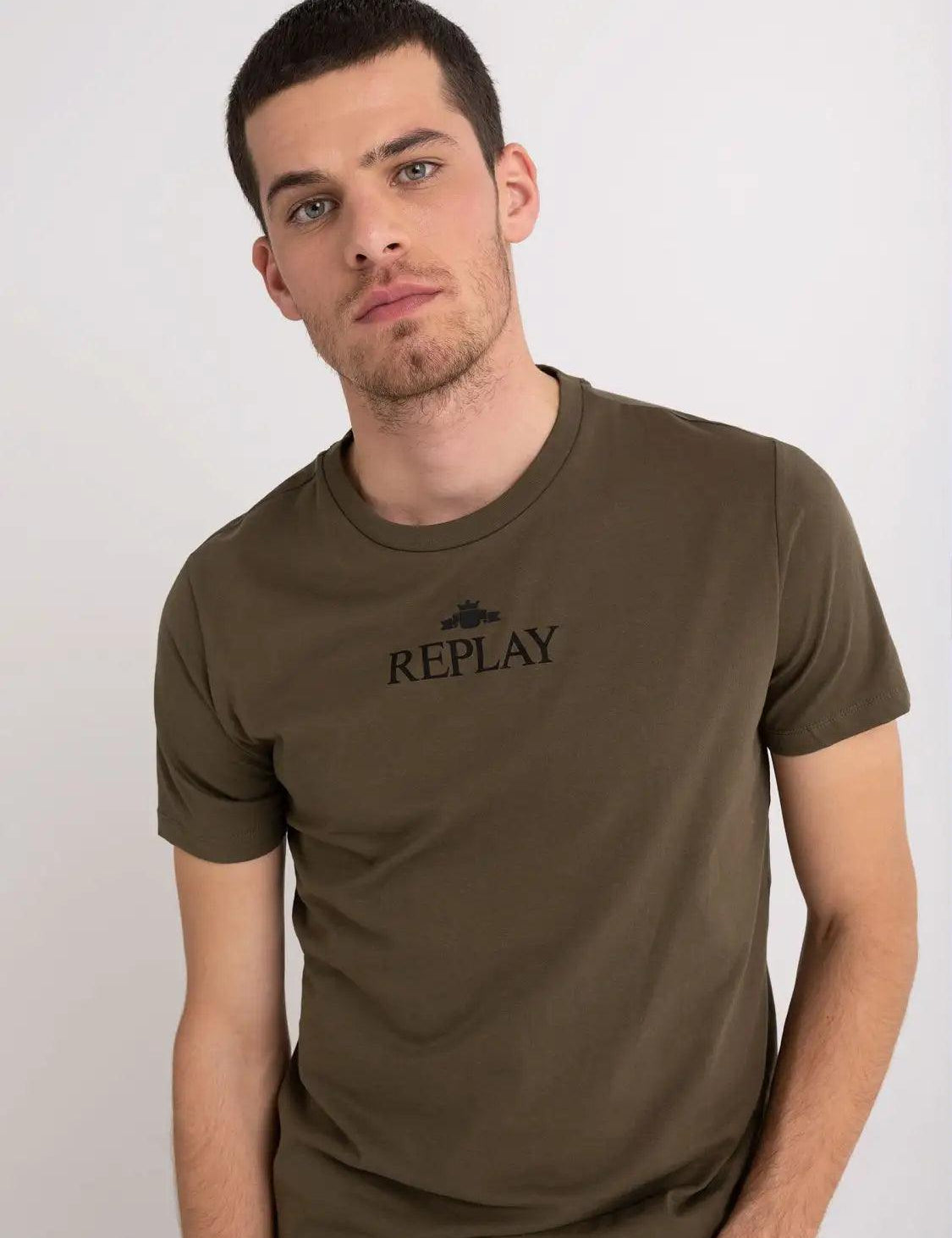 Camiseta Replay de Cuello Redondo y Logo Archivio - ECRU