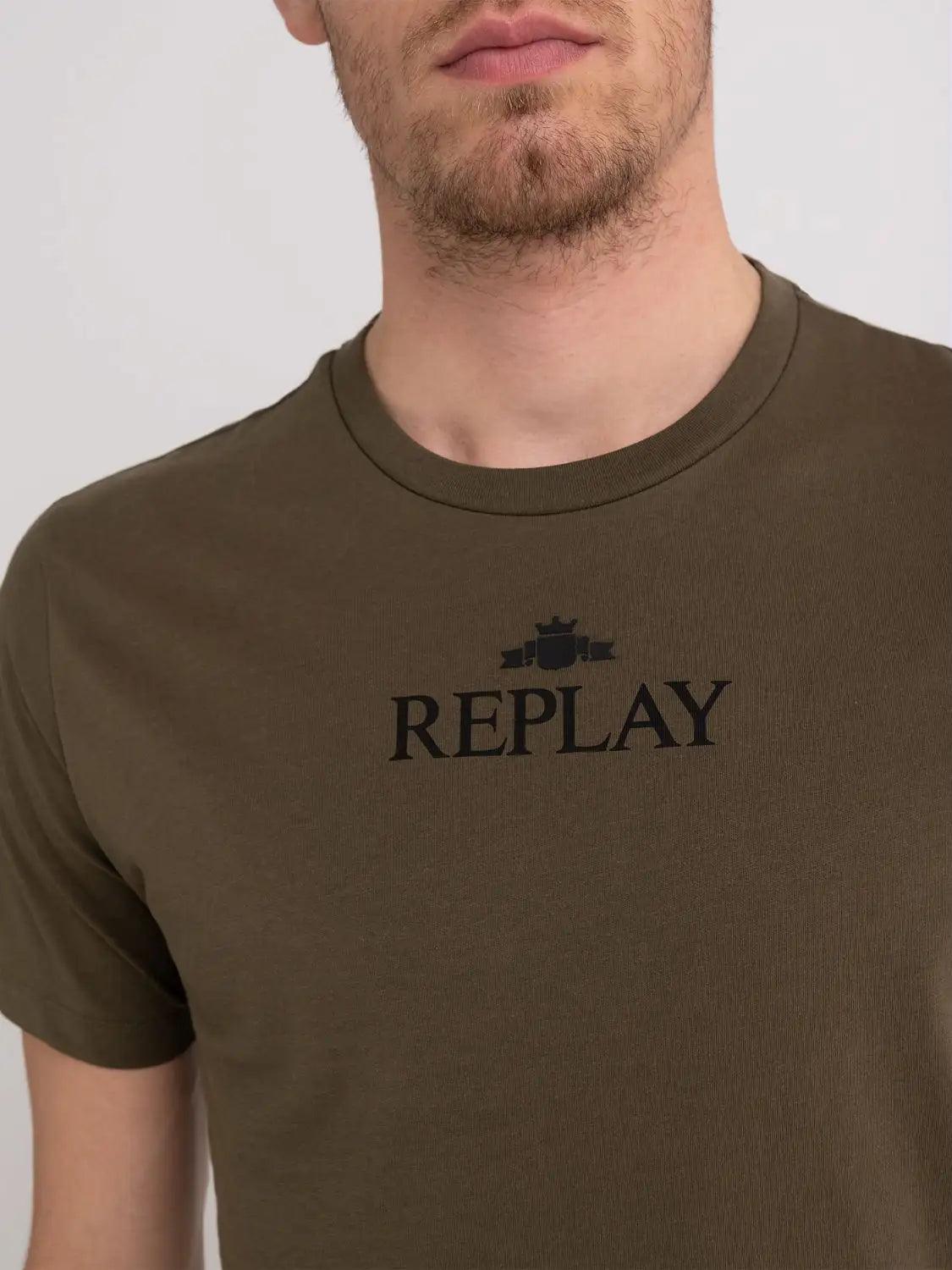 Camiseta Replay de Cuello Redondo y Logo Archivio - ECRU