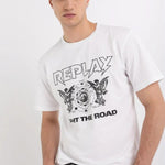 Camiseta Replay de Punto con Cuello Redondo - ECRU