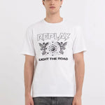 Camiseta Replay de Punto con Cuello Redondo - ECRU