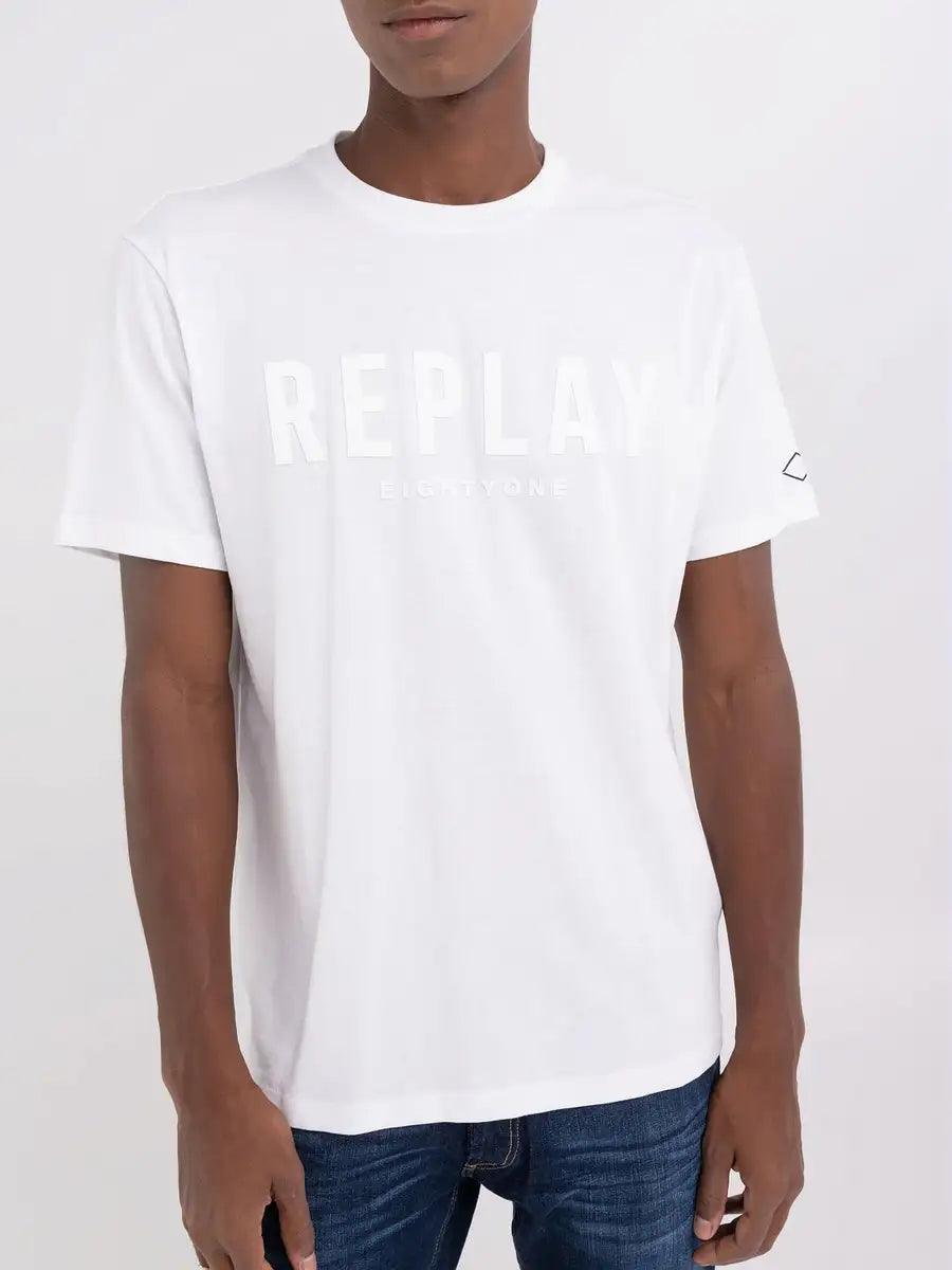 Camiseta Replay de Punto con Estampado - ECRU