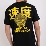 Camiseta Replay de Punto con Estampado Speed Shop - ECRU