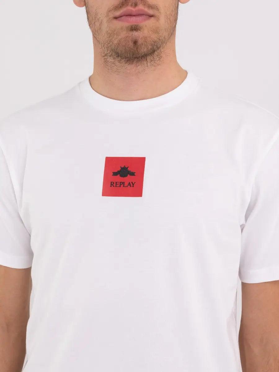 Camiseta Replay de Punto con Logo Archivio - ECRU