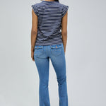 Camiseta Salsa Jeans Rayas con Botones Dorados Navy - ECRU