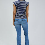 Camiseta Salsa Jeans Rayas con Botones Dorados Navy - ECRU