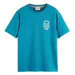 Camiseta Scotch & Soda Left Chest Artwork Petrol Blue - ECRU