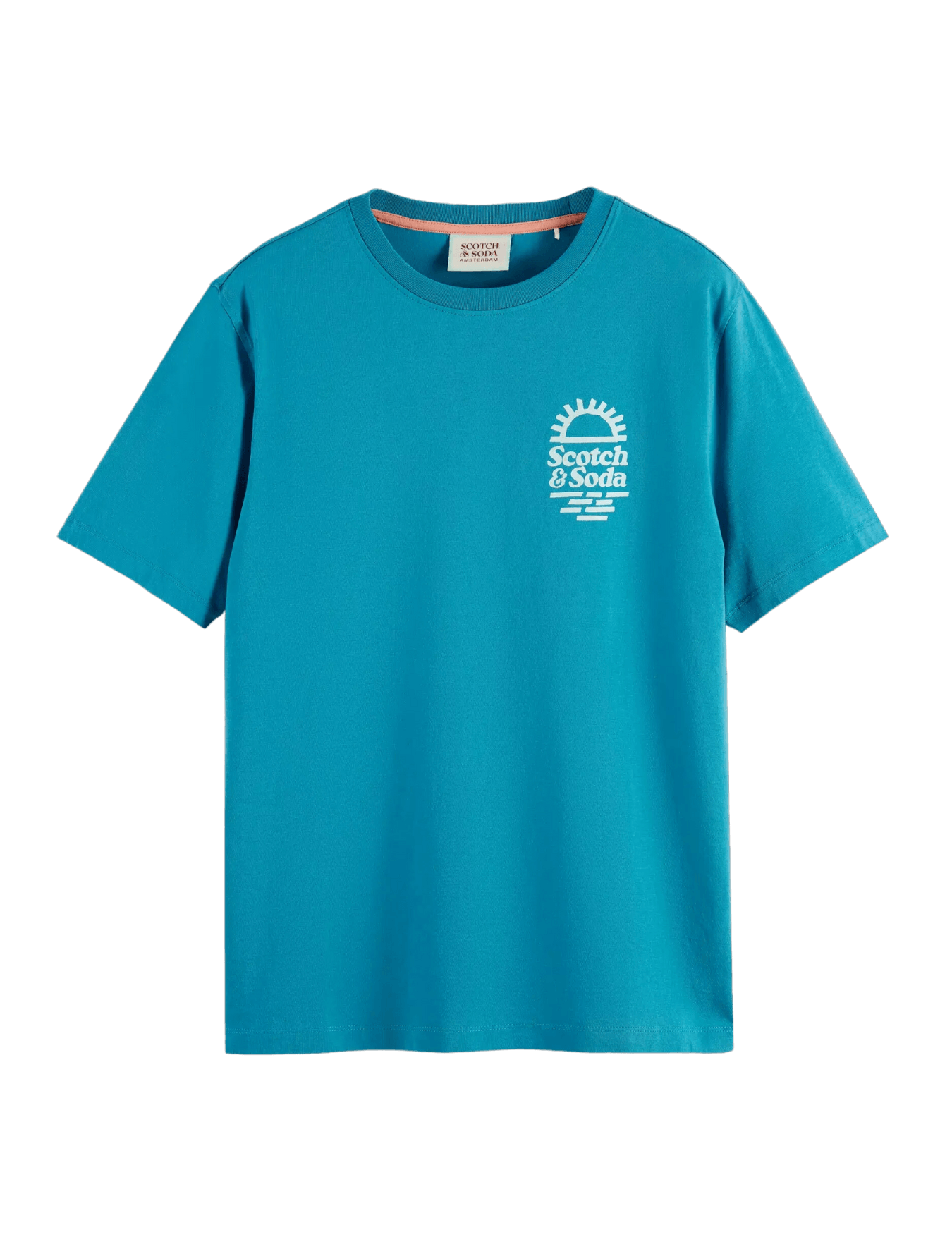 Camiseta Scotch & Soda Left Chest Artwork Petrol Blue - ECRU