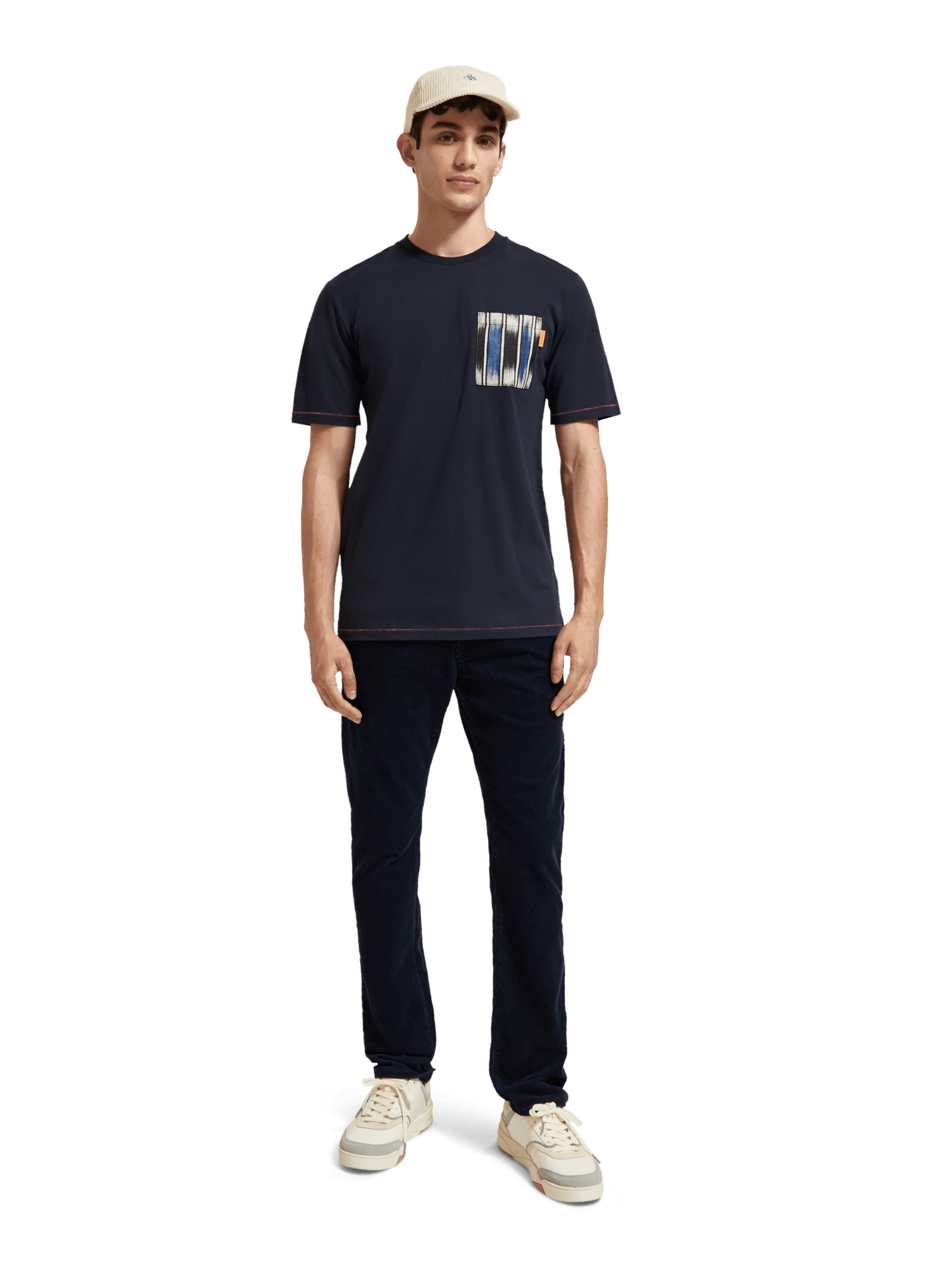 Camiseta Scotch and Soda Regular Fit Algodón Orgánico con Bolsillo - ECRU