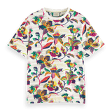 Camiseta Scotch and Soda Regular Fit Algodón Orgánico Print Allover - ECRU