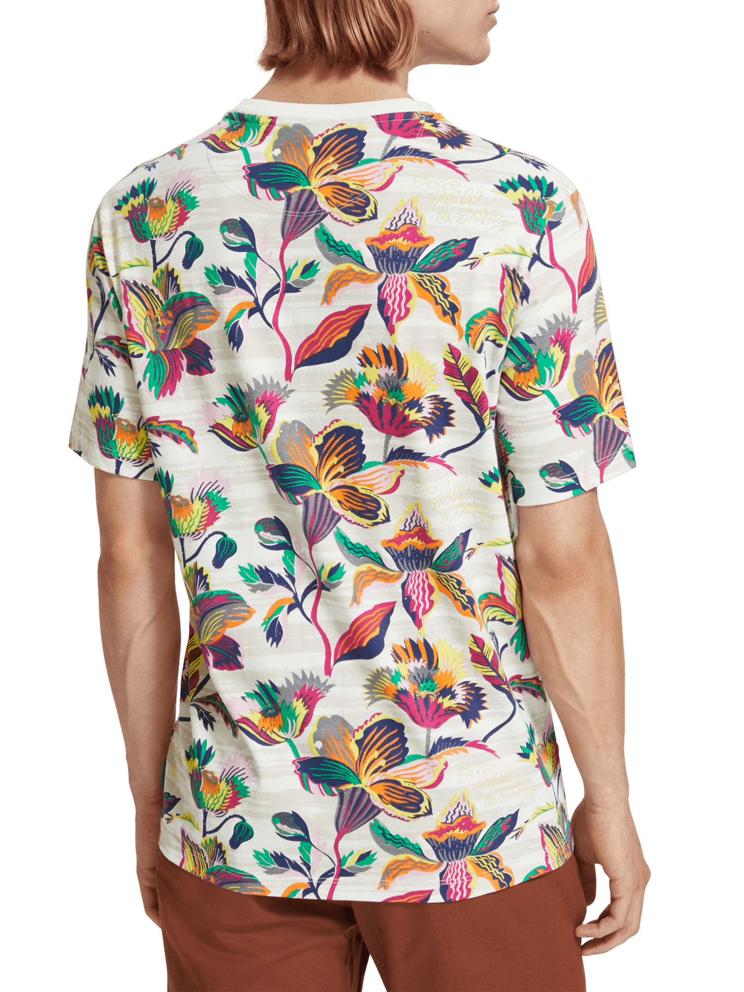 Camiseta Scotch and Soda Regular Fit Algodón Orgánico Print Allover - ECRU