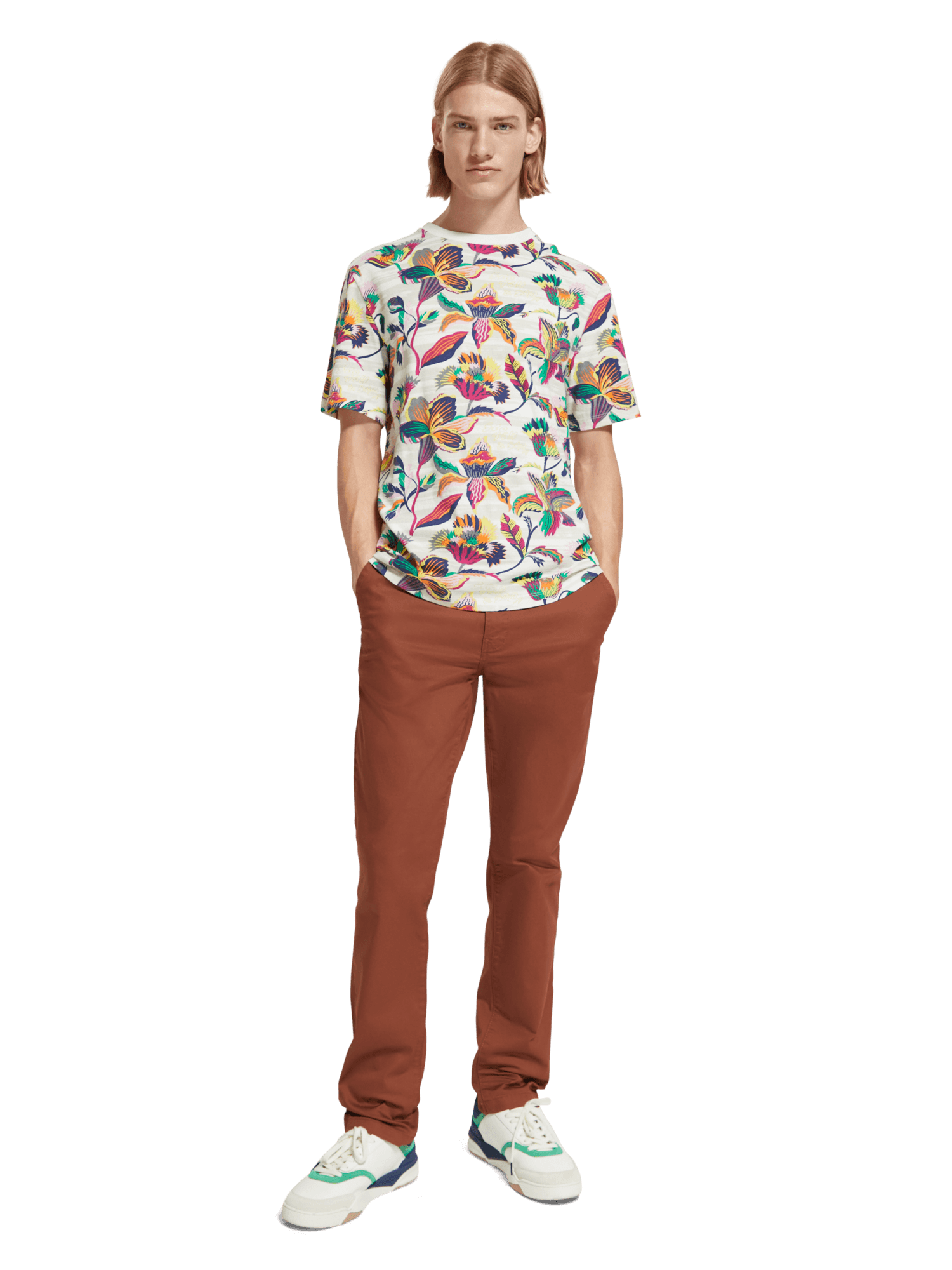 Camiseta Scotch and Soda Regular Fit Algodón Orgánico Print Allover - ECRU