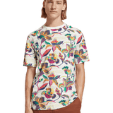 Camiseta Scotch and Soda Regular Fit Algodón Orgánico Print Allover - ECRU