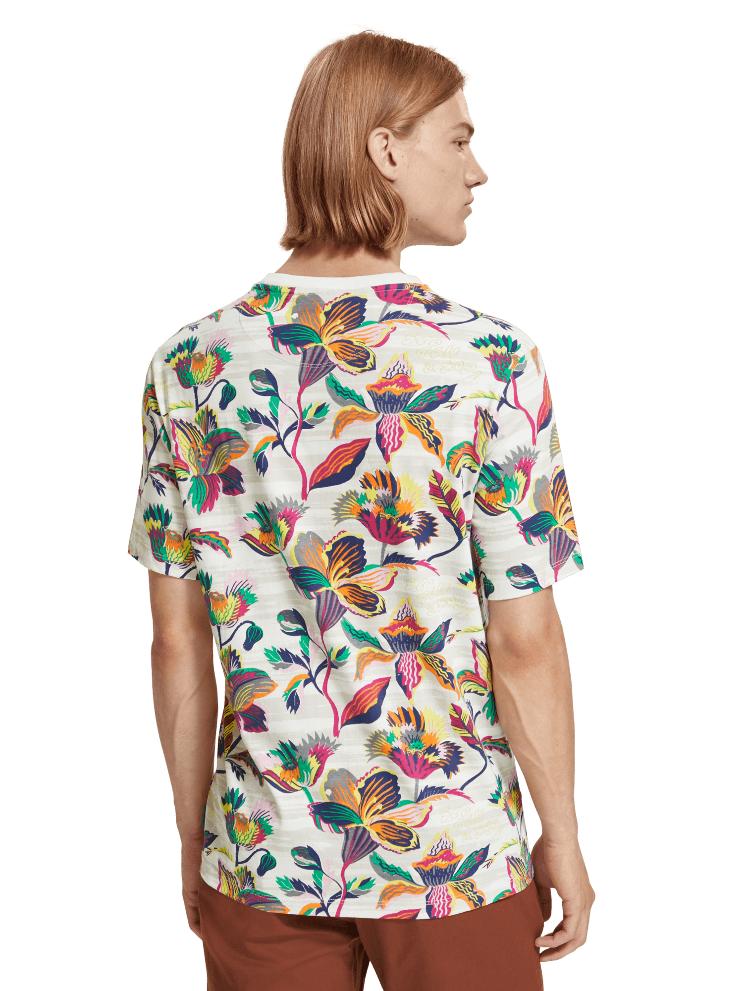 Camiseta Scotch and Soda Regular Fit Algodón Orgánico Print Allover - ECRU