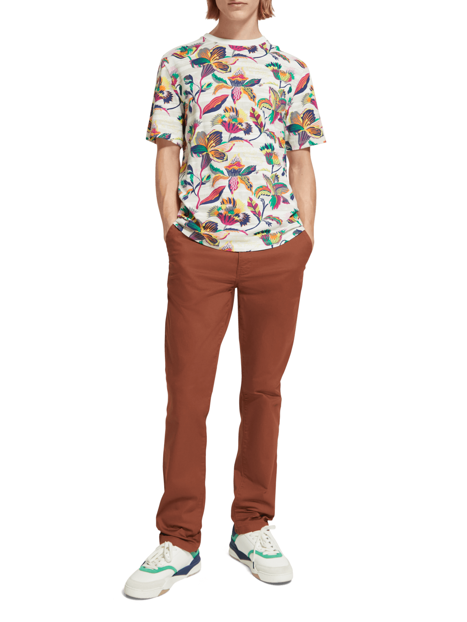 Camiseta Scotch and Soda Regular Fit Algodón Orgánico Print Allover - ECRU