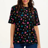 Camiseta Sugarhill Kinsley Black Paintbox Leopard - ECRU