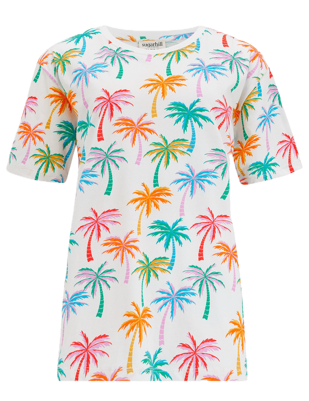 Camiseta Sugarhill Kinsley Relaxed Multi Rainbow Palms - ECRU