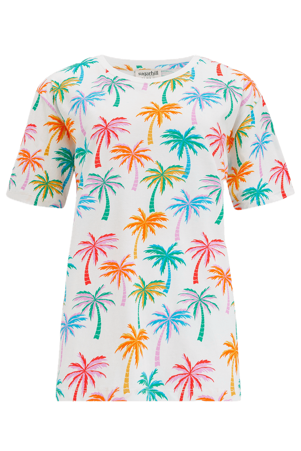 Camiseta Sugarhill Kinsley Relaxed Multi Rainbow Palms - ECRU