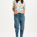 Camiseta Sugarhill Kinsley Relaxed Multi Rainbow Palms - ECRU