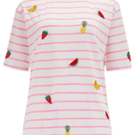 Camiseta Sugarhill Kinsley Relaxed Off-White Pink Fruit Embroidery - ECRU