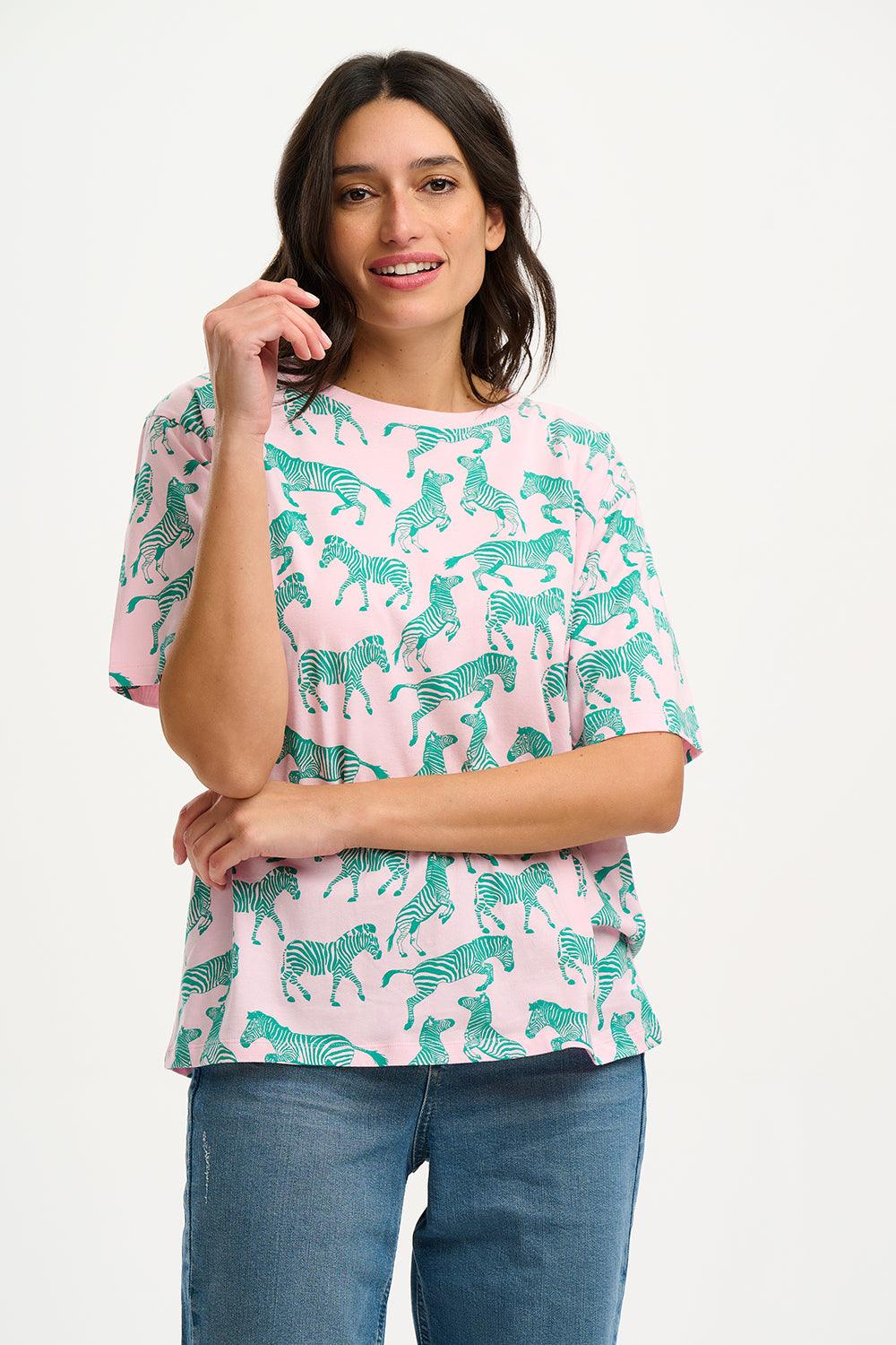 Camiseta Sugarhill Kinsley Relaxed Zebra Repeat - ECRU