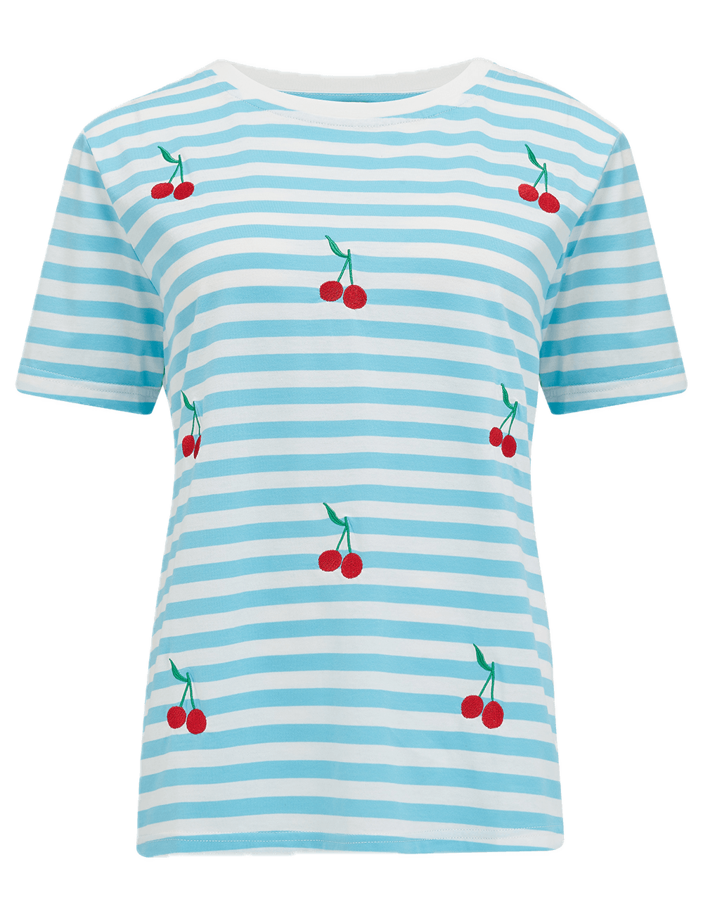 Camiseta Sugarhill Maggie Blue White Cherry Embroidery - ECRU