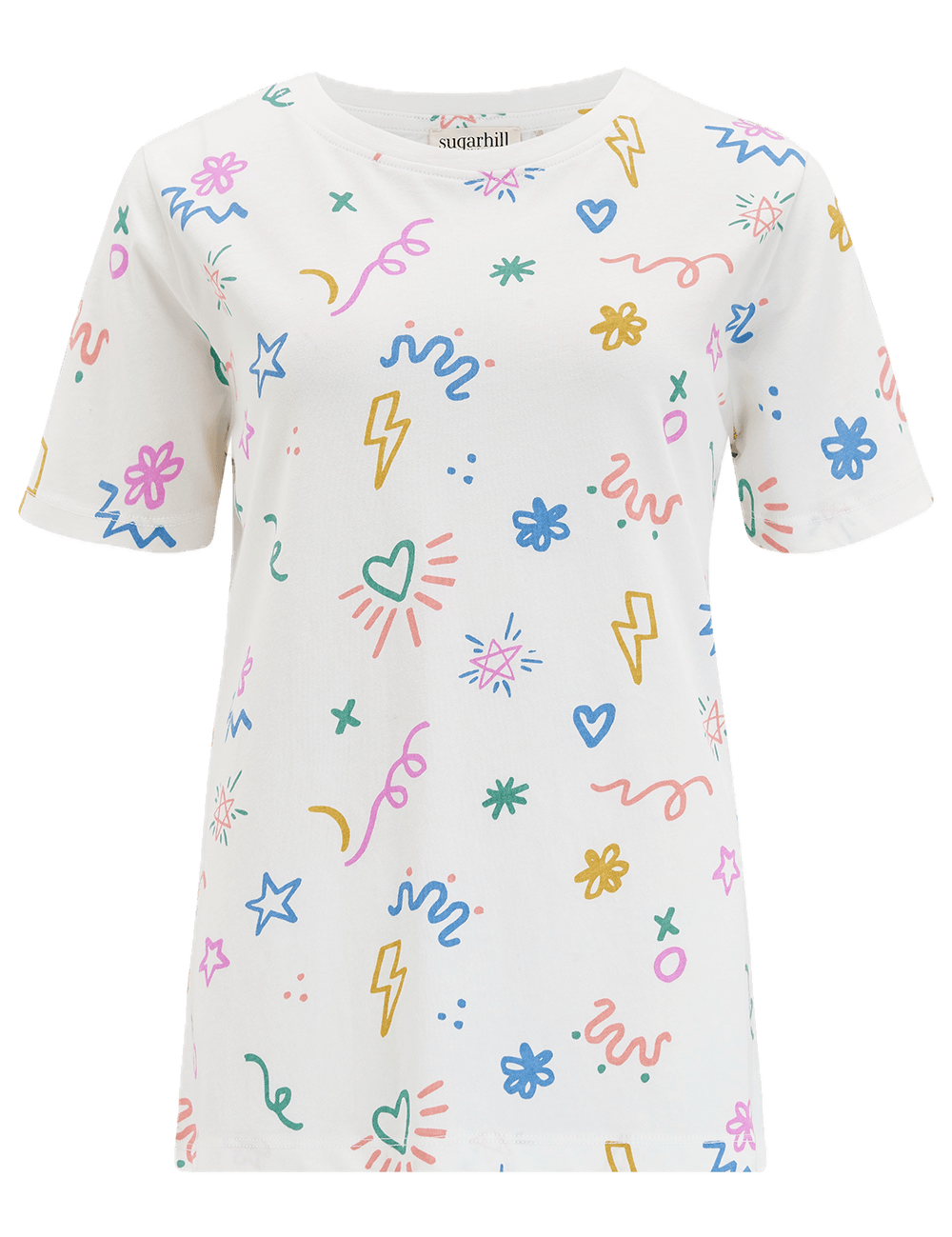 Camiseta Sugarhill Maggie Off-White Doodle Print - ECRU