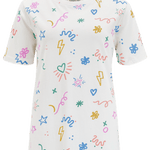 Camiseta Sugarhill Maggie Off-White Doodle Print - ECRU