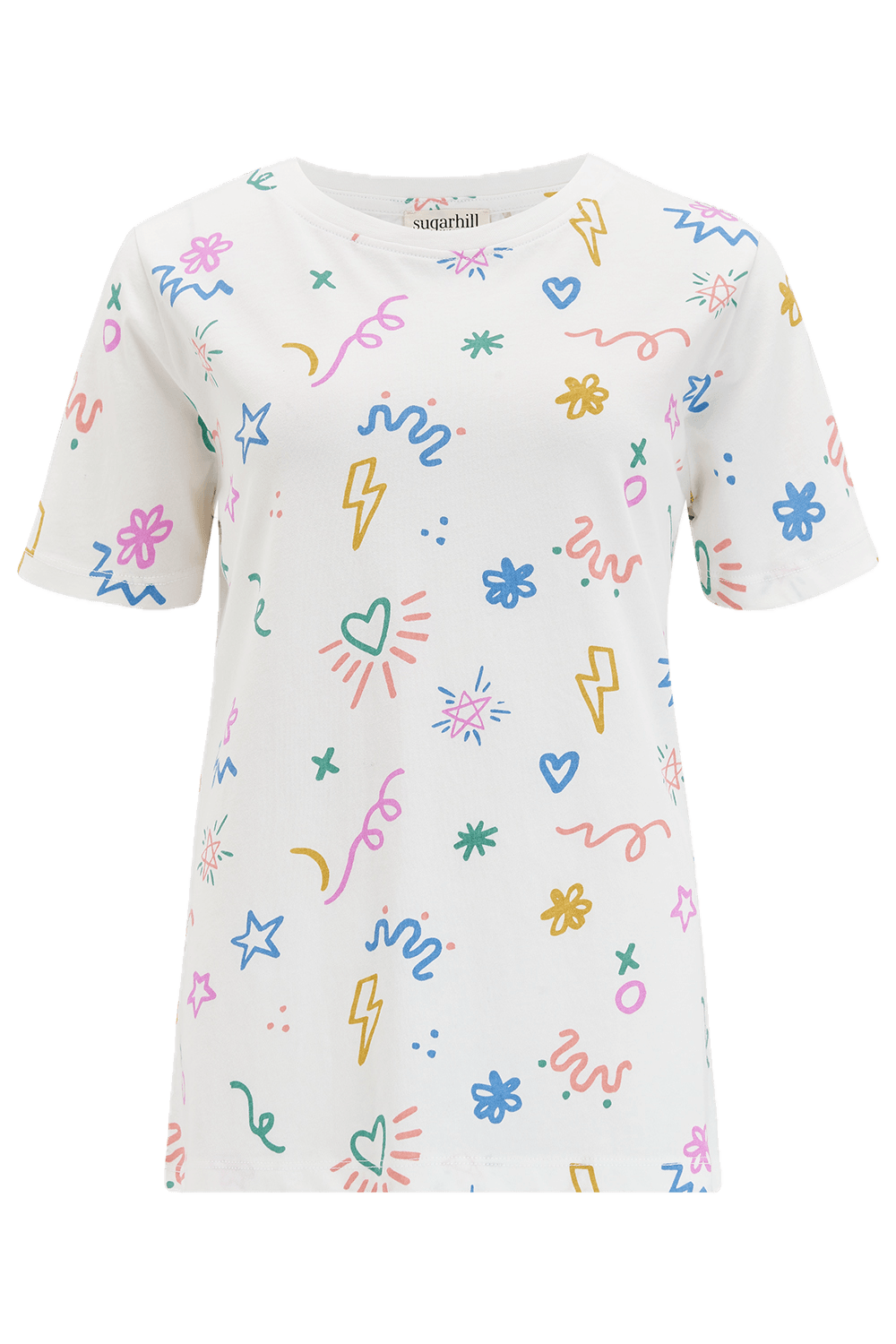 Camiseta Sugarhill Maggie Off-White Doodle Print - ECRU