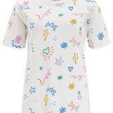 Camiseta Sugarhill Maggie Off-White Doodle Print - ECRU