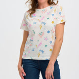 Camiseta Sugarhill Maggie Off-White Doodle Print - ECRU