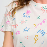 Camiseta Sugarhill Maggie Off-White Doodle Print - ECRU