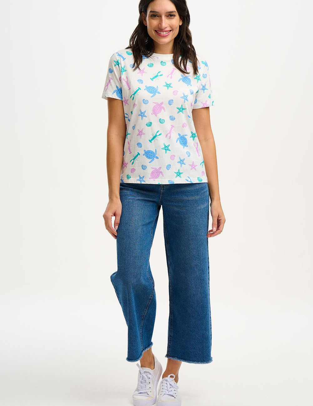 Camiseta Sugarhill Maggie Off-White Multi Sea Cove - ECRU