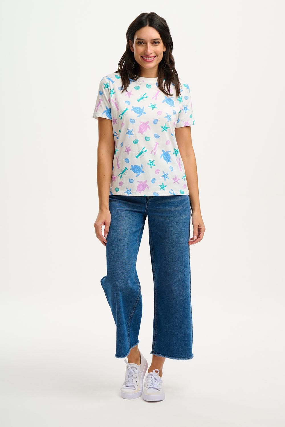 Camiseta Sugarhill Maggie Off-White Multi Sea Cove - ECRU