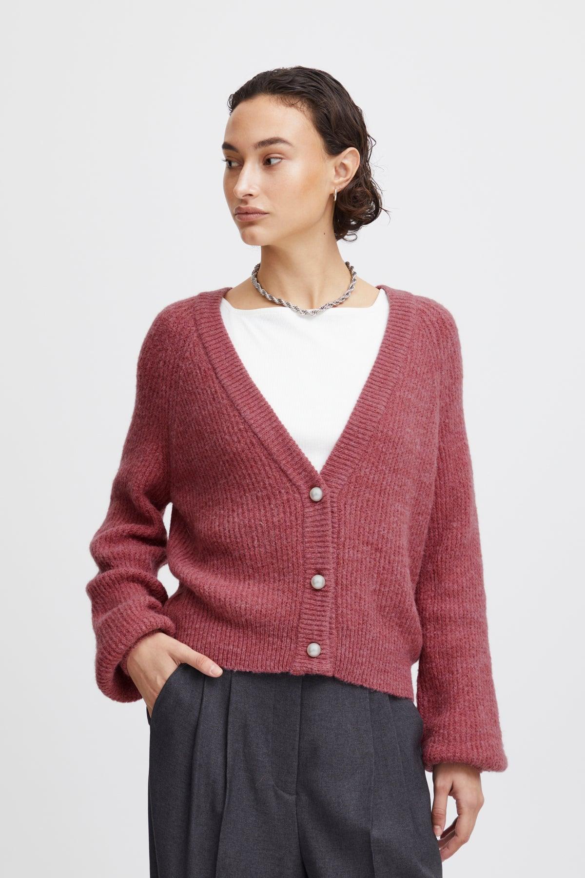 Cardigan ICHI Marin Heather Rose - ECRU