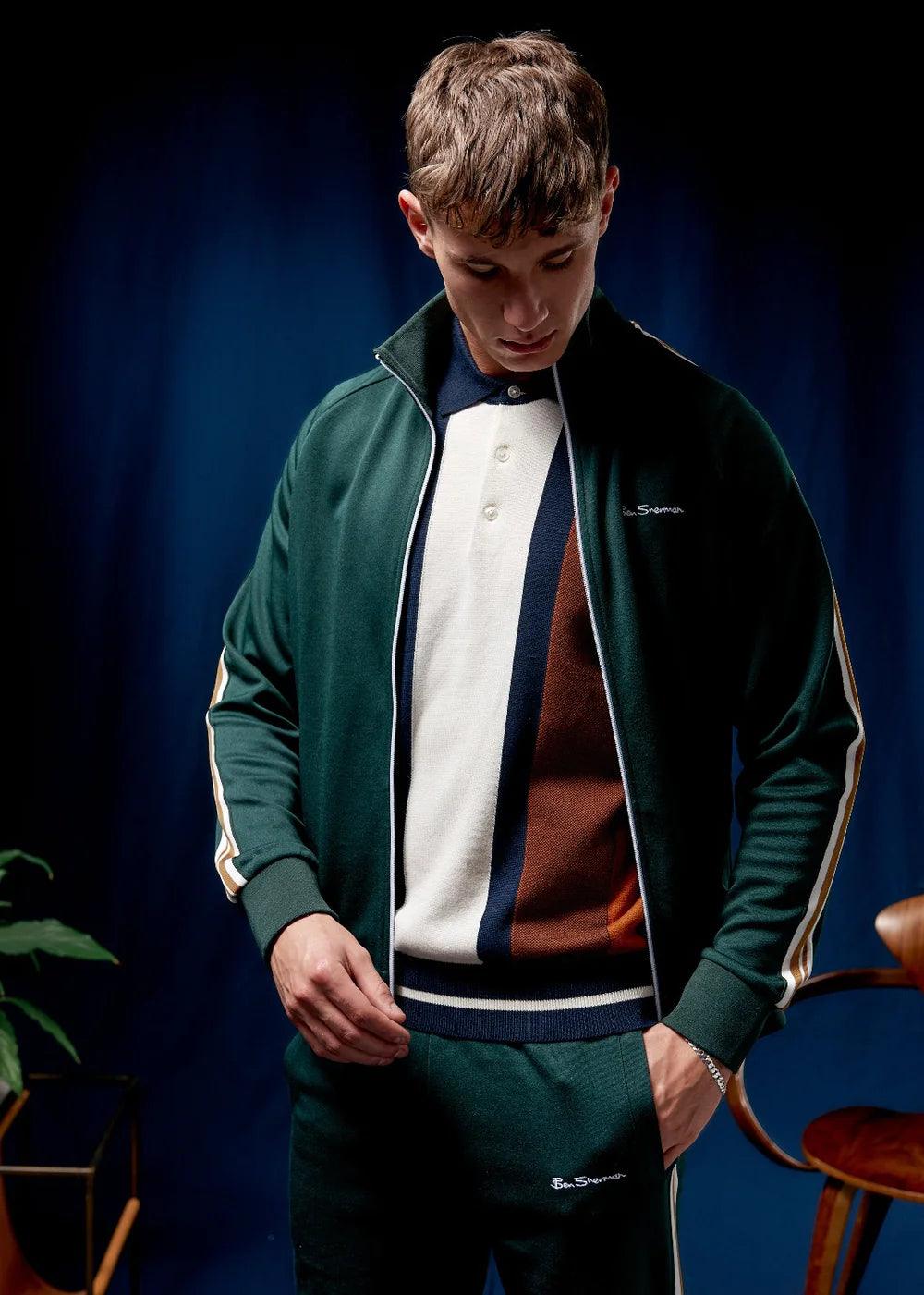 Chaqueta Ben Sherman de Chándal Signature House Taped Dark Green - ECRU