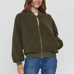 Chaqueta Nümph Bomber Nuetera Reversible Ivy Green - ECRU