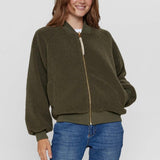 Chaqueta Nümph Bomber Nuetera Reversible Ivy Green - ECRU