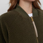 Chaqueta Nümph Bomber Nuetera Reversible Ivy Green - ECRU