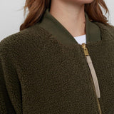 Chaqueta Nümph Bomber Nuetera Reversible Ivy Green - ECRU