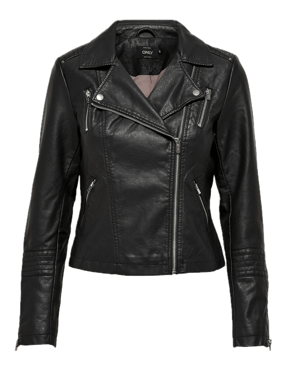 Chaqueta ONLY Gemma Biker Cuero Sintético Black - ECRU