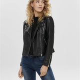 Chaqueta ONLY Gemma Biker Cuero Sintético Black - ECRU