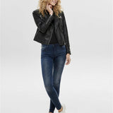 Chaqueta ONLY Gemma Biker Cuero Sintético Black - ECRU