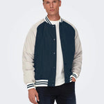 Chaqueta Only&Sons Chris Cuello Béisbol Dark Navy - ECRU