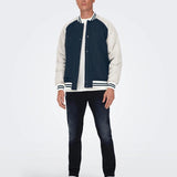 Chaqueta Only&Sons Chris Cuello Béisbol Dark Navy - ECRU